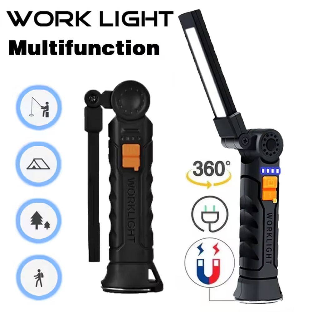 Outdoor Lighting Bollards - Portable COB LED Flashlight USB Rechargeable
