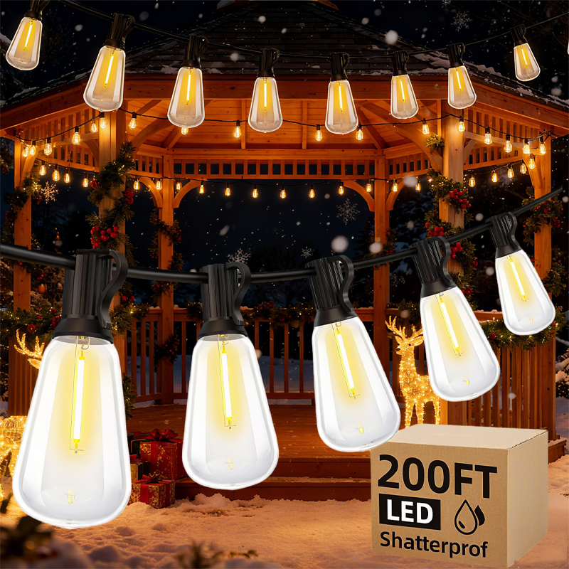 Outdoor Lighting Gazebo - 200FT LED Outdoor String Lights Dimmable